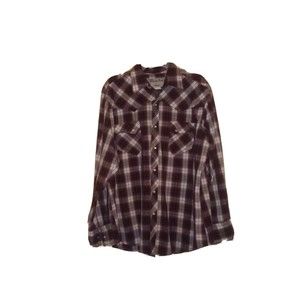 Wrangler Wrancher Pearl Snap Western Burgundy Shirt Men's Large
